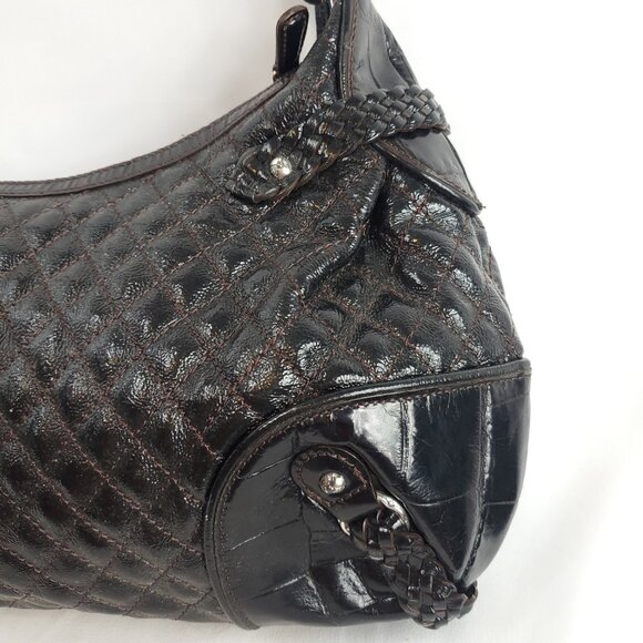 Brighton Black Quilted Leather Braided Trim Large Shoulder Bag - Picture 6 of 16